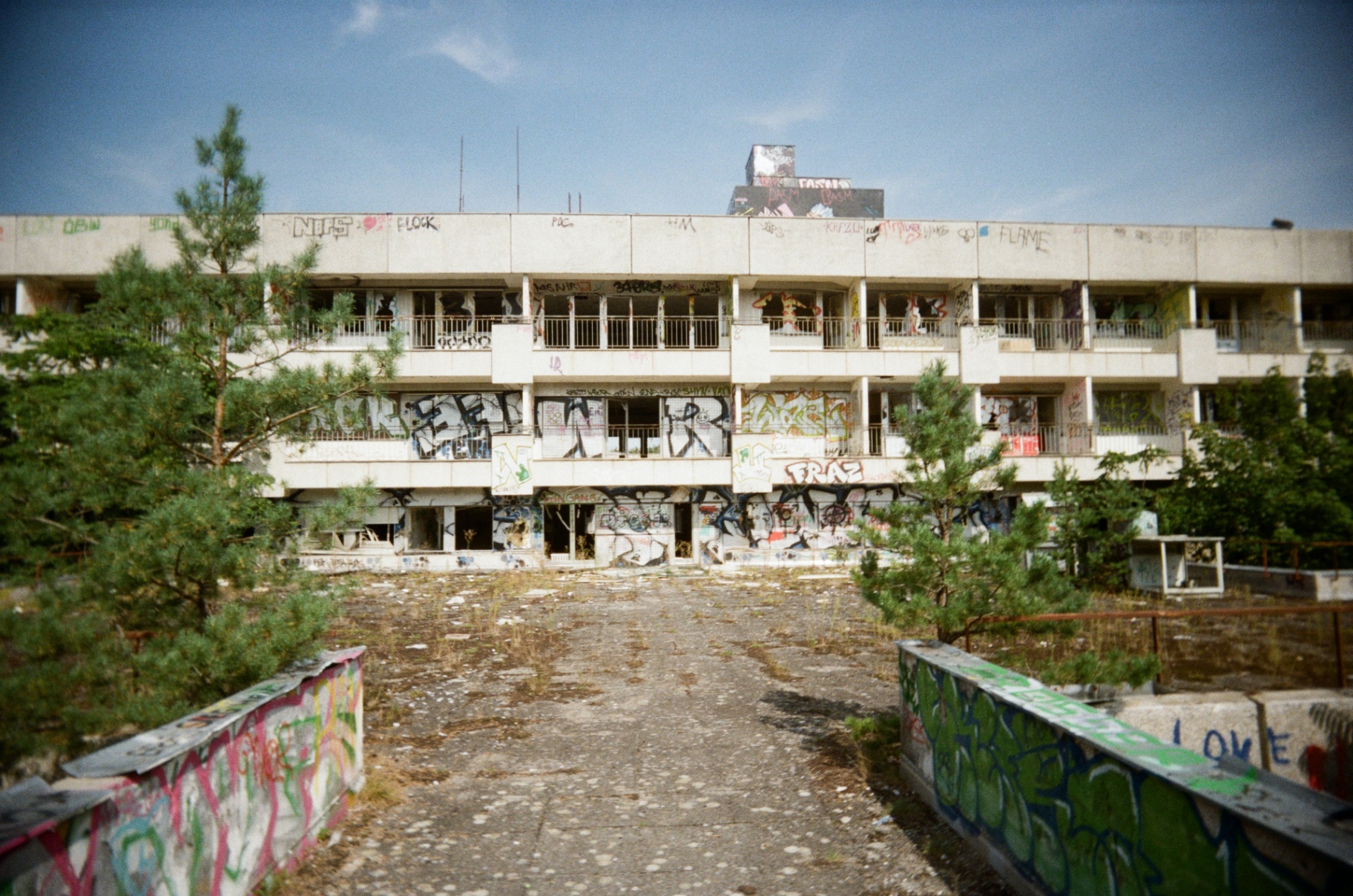 Abandoned graffiti-covered building in Berlin, shot on 35mm film